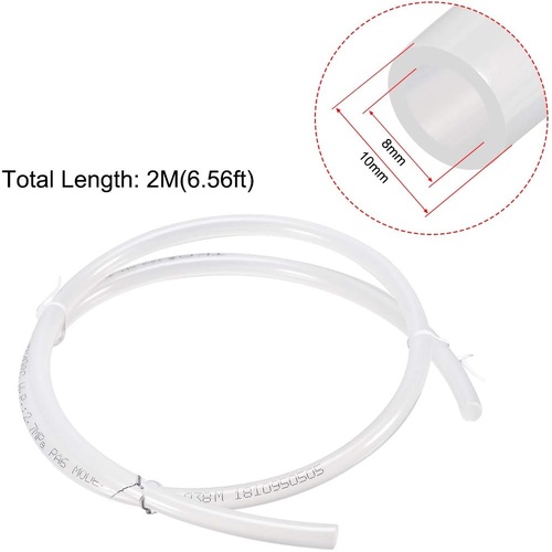 10mm OD x 8mm ID x 2 Metres Pneumatic Tubing NYLON Clear